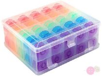 Orsótartó doboz 50 db színes műanyag orsóval