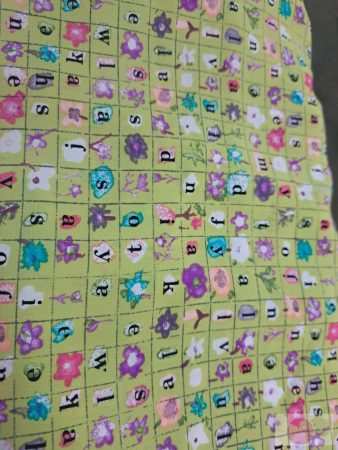 Műszálas vékony lenge anyag betűs